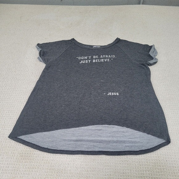 Not of This World Shirt Womens XL Gray Short Don't Be Afraid Just Believe- Jesus - Picture 1 of 10